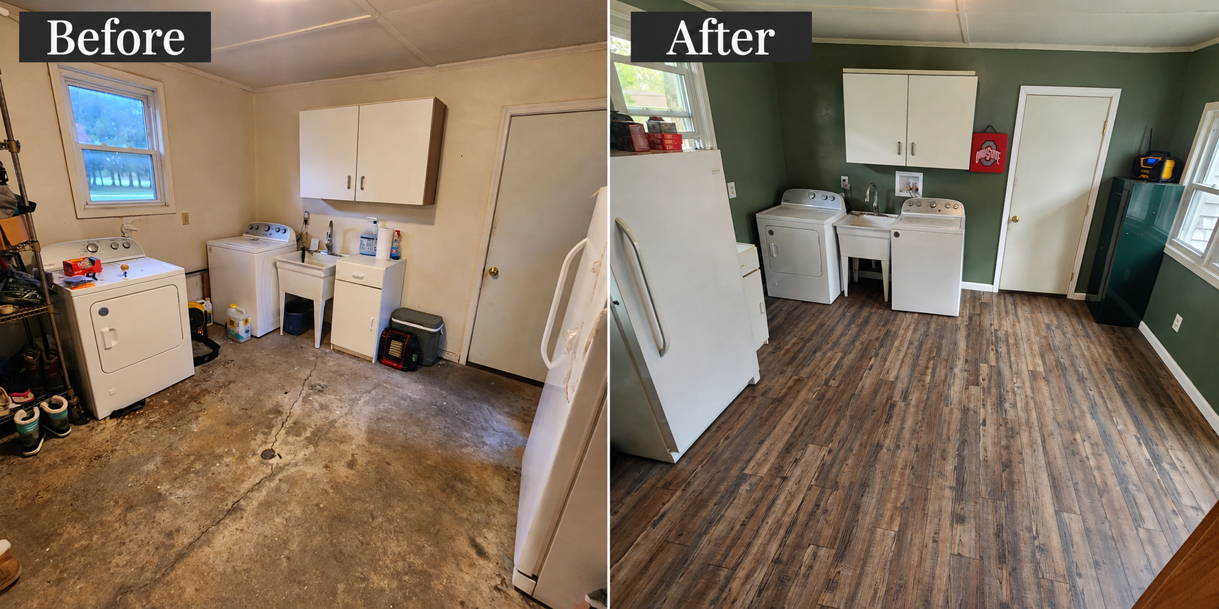 Laundry room before and after